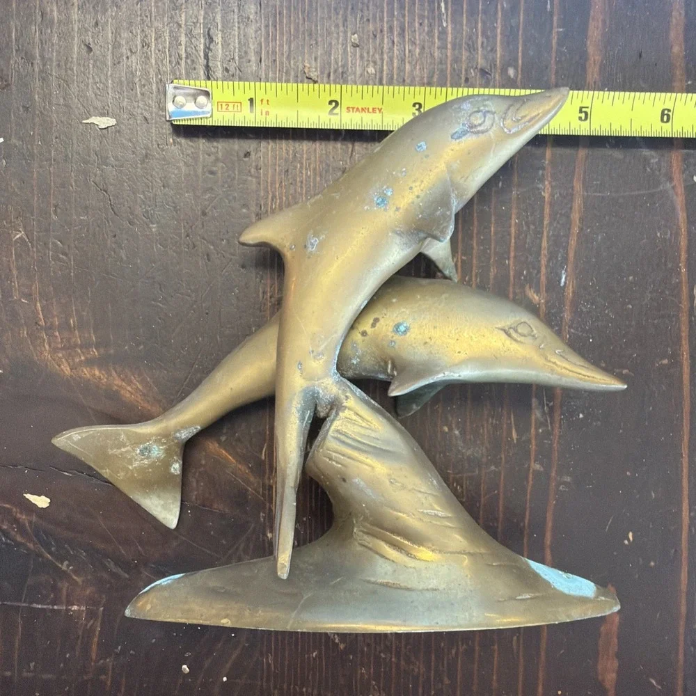 Brass Dolphins Sculpture